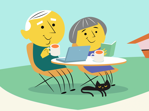 Spry Finance Lifetime Loans equity release - retired couple out in the garden having tea