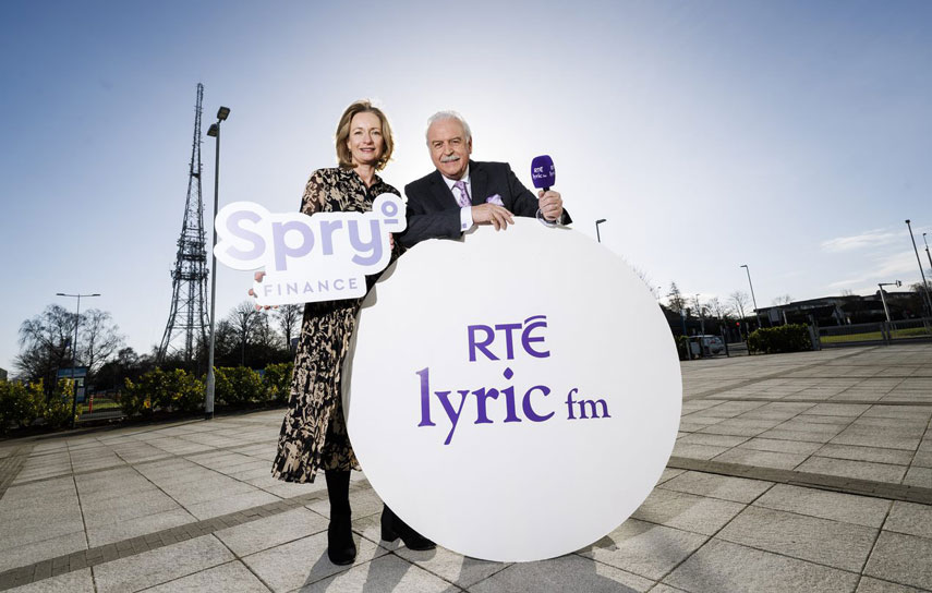 Ailish McGlew and Marty Whelan advertising Spry's sponsorship of RTÉ's Marty in the Morning