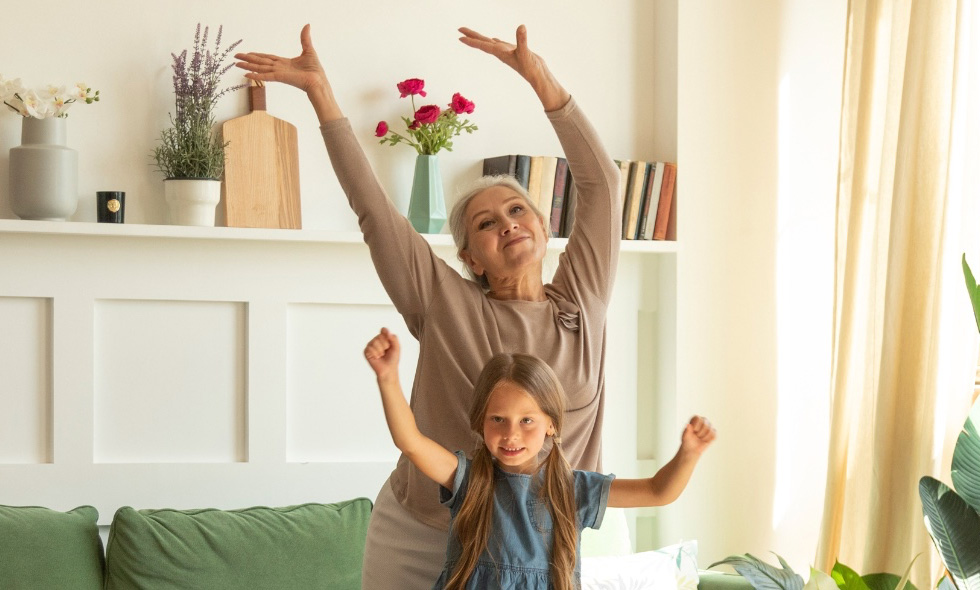 Spry Hub - Fitness at home - woman and child dancing